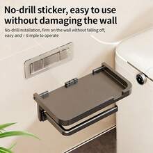 1pc Modern Minimalist Foldable Paper Towel Holder, Waterproof & Rust-Resistant Material, With Storage Tray, No Drilling Required, Strong Load-Bearing, Easy Installation, Suitable For Bathroom, RV And More, Space-Saving Accessory, Great Mother's Day Gift - Multicolor - View 9