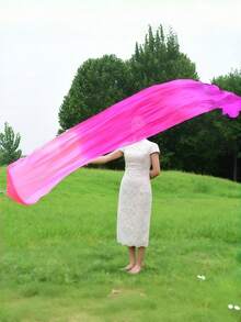 1 Set Ombre Chiffon Dance Scarf, Soft & Lightweight Silk Veil, Suitable For Sports Meetings, Opening Ceremonies, Dance Performances, Belly Dance Stage Shows, And Cheerleading Props - Multicolor - View 5