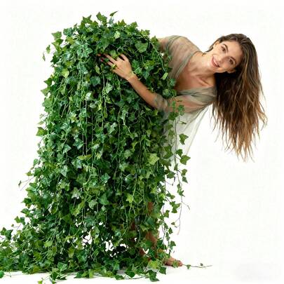 1/6/12 chiếc lá thường xuân nhân tạo, dây leo cây xanh, cây xanh treo, vòng hoa lá cây, trang trí tường phòng ngủ, trang trí cây xanh bệ cửa sổ, trang trí trong nhà cho tiệc cưới, quà tặng sinh nhật tốt nghiệp, trang trí mùa xuân.
