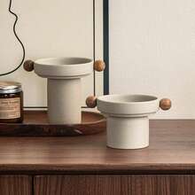 1 Pieza Soporte de vela alto de cerámica, base difusora de ambiente estético alto para sala de estar, bandeja de fragancia de cerámica retro - Gres - Ver 2