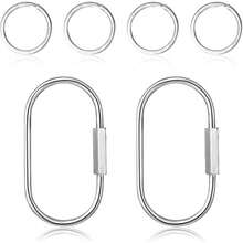 2.52 X 1.34 Inch Brass Screw Lock Keychain With 4 Rings, Sliver Brass Screw Lock Clip Key Chain Ring Durable Simple Bras Keychain Holder Brasss Key Ring Simple Style Car Keychains For Christmas Gifts - Default - View 1