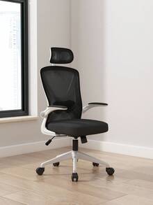 Ergonomic Office Chair With Separate Lumbar Support Backrest - Black and White - View 2