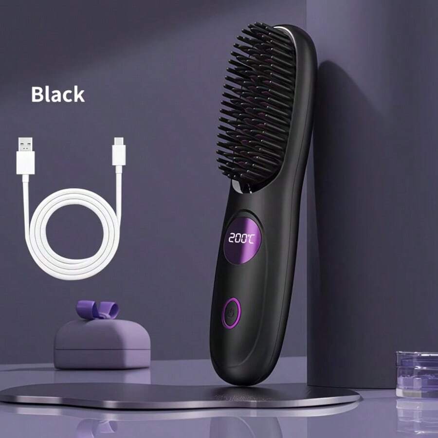 This Portable Wireless Hair Straightener Features A Fast And Constant Temperature Design To Prevent Burns. It Uses Negative Ion Technology To Protect Hair, Has A Smart Digital Display, Supports USB Charging, And Is Compact And Lightweight, Suitable For Home, Dorm, And Travel Use. It Makes An Ideal Gift For Women.