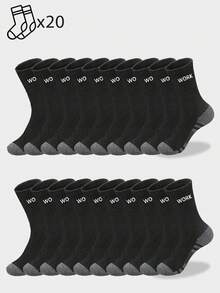 1/5/10/20 Pairs Men's Crew Athletic Running Socks, Casual & Minimalist - Multicolor - View 15