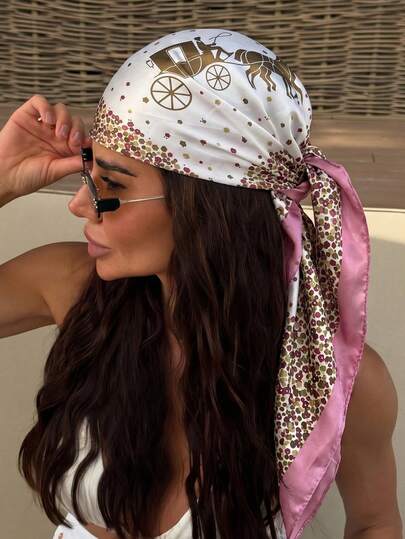 1 chiếc khăn/khăn bandana in họa tiết hoa dành cho nữ, phong cách boho, khăn quấn tóc bằng lụa, phù hợp cho các bữa tiệc bể bơi mùa hè, lễ hội âm nhạc trên bãi biển, phong cách đường phố.