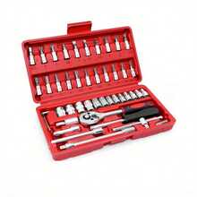 46pcs 1/4" Socket Wrench Set, Ratchet Wrench Set, Auto Repair Tool Kit, Metric Mechanics Tool Set With Extension Bar Torque Wrench, Suitable For Car Motorcycle Maintenance And Home Use, With Storage Box - A - View 11