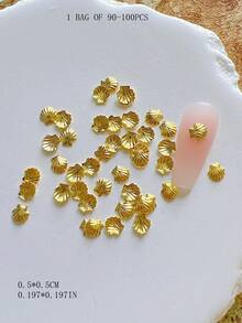 迷你海洋系列金屬美甲裝飾，鉚釘貝殼海星復古金屬配件，迷你家居裝飾美甲飾品 - 彩色 - 查看 23