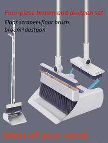 4 In 1 Dustpan And Brush Set, Broom, Kitchen Cleaning Tools, Broom And Dustpan With Comb, Suitable For Home, Kitchen, Room, Office,. Cleaning Supplies, Cleaning Tools - A - View 11