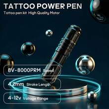 Poseidon 無線紋身筆套組 紋身槍套組 附 1200mAh 可充電電池 紋身機套組 含 10 支針筒針頭及其他紋身用品 適合初學者與紋身師 - 黑色 - 查看 4