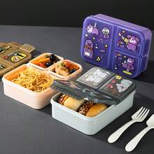 1pc 900ml Lunch Box, Cute Cartoon Bento Box With Lid And Compartments, Leak-Proof Food Storage Container, Suitable For Camping, Picnic, Classroom, Office, University, Kitchen Storage And Accessories - Multicolor - View 9