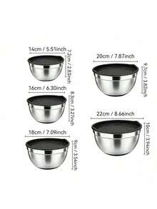 5pcs Salad Bowl WithCover Set, Mixing Bowl Set,Stainless Steel Salad MixingBowls With Silicone Base AndLis, Non-Slip For FoodStorage, Meal Prep, SaladAnd More, Kitchen GadgetsKitchen Accessones - View 15