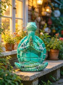 1pc Yoga Turtle Garden Statue, Adorable Zen Animal Sculpture, Suitable For Outdoor Patio, Balcony And Lawn Decor. This Lovely Meditation Turtle Figurine Adds A Touch To Your Backyard, Flower Bed Or Pathway. Ideal For Gardening Enthusiasts, A Lightweight And Weather-Resistant Yard Decoration For All Seasons. - C - View 2