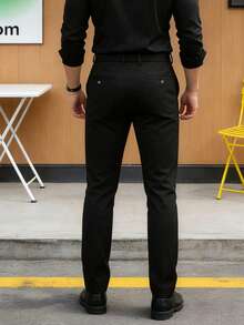 Men's Light Business Suit Pants, Casual Formal Straight Leg Trousers, Suitable For Outings, Important Occasions, And Dates - Black - View 2
