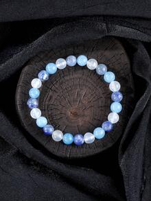 Pulsera bohemia de piedras naturales para la calma, con cuentas de aguamarina y sodalita, joyería de moda unisex, joyería de yoga y meditación para mujeres y hombres, regalo perfecto para el Día de la Madre y el Día del Padre - Multicolor - Ver 6