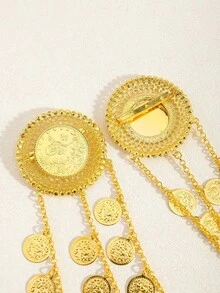 Gold-Tone Coin Tassel Multi-Layer Necklace, Bohemian Vintage Jewelry For Women - Multicolor - View 8