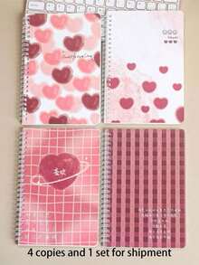 1 Set A5 Spiral Notebook, Cute Cartoon Cover, 60 Pages Lined Paper, Random Pattern, Back To School - A - View 4