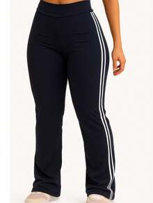 LEGGINGS BALLERINA FLARE PANTS WITH SIDE STRIPES - 黑色 - 查看 9