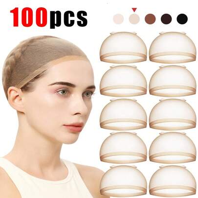 100pcs/30pcs/20pcs/9pcs/6pcs/3pcs/1pc Transparent High-Definition Wig Caps Designed For Men And Women, Elastic Nylon Wig Caps, Ultra-Thin Wig Caps, Women's Wig Caps, High-Definition Wig Caps, Lace Front Wig Caps, Pantyhose Wig Caps, High-Definition Wig Caps, Nude Wig Caps, Suitable For Christmas And Halloween Costume Wig Wearing, Suitable For All Skin Tones