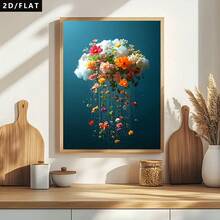 1pc Frameless Modern Abstract Art Style Printed Canvas Painting, Depicting Flowers And Clouds, Suitable For Decorating Bedroom, Living Room, Study, Bathroom, Dining Room And Office And Other Various Spaces - 111 - View 5