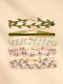 5pcs Fashionable Lace Heart-Shaped Decorative Necklace - Multicolor 2 - View 4