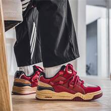 Men's Fashion Lace-Up Sneakers Plus Size, Non-Slip, Durable, Skateboarding Shoes-Skateboarding-Comfortable, Suitable For Outdoor Activities. - Màu Đỏ Sâu - Xem 7