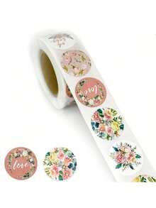 500pcs/Roll Floral Thank You Stickers, Suitable For Notebooks, Guitars, Refrigerators, Skateboards, Planners, Envelopes, Cards Decoration, Mother's Day Stickers - Sticker - View 2
