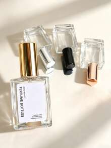 15ml/0.5oz Luxury Thick Transparent Square Glass Refillable Perfume Spray Bottle, Fine Mist Atomization Non-Clogging Leak-Proof Seal Travel Cosmetic Container, Portable Mini Handbag Perfume Decanting, Suitable For Air Travel & Cruise, 4 Metal Cap Colors (Rose Gold/Gold/Silver/Black) And Free 3-In-1 Filling Tool (Funnel+Dropper+Straw), Ideal Vanity Decor Gift For Men & Women Fragrance Lovers - Multicolor - View 1