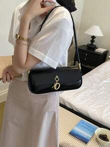 Women's Shoulder Bag, Elegant French Baguette Style Handbag, Suitable For Shopping And Commuting, Black - Black - View 3