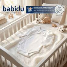 KIWI BABIDU | Body para Bebê, Manga Longa, 100% Algodão, Decote com Babados, Body para Recém-Nascidos e Prematuros, Tecido Macio e Hipoalergênico, Roupa Unissex para Meninos e Meninas, Perfeito para Pele Sensível - Branco - Ver 4