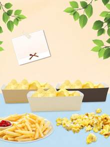 10个/40个/80个装，尺寸4.7x3.1x1.5英寸，纸质食品托盘，4种颜色可选：深棕色、本色、浅褐色、奶油色，纸质船形零食盒，敞口外卖盒，适用于薯条、鸡翅、爆米花、玉米片等，适合婚礼、生日、电影之夜、节日派对等场合。 - 多色 - 查看 4