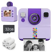 Kids Instant Print Camera, Digital Camera, Suitable For Birthday Gifts For Boys And Girls Aged 3-13+, 1080P HD Video, Dual Cameras (Front & Rear), HD Video Recording, Instant Print, With Zoom And Anti-Shake Function, Compact And Portable Design, Suitable For Travel, Family Photos And Outdoor Activities - Blue/Purple/White, Portable Camera (1300mAh Rechargeable Battery) - Multicolor-a30 - View 24