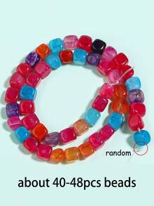 1 Untai Manik-manik Batu Kristal Alami Sugaragate 8x8mm Pola Naga Persegi untuk Pembuatan Perhiasan DIY Gelang Kalung Aksesoris - MultiWarna - View 20