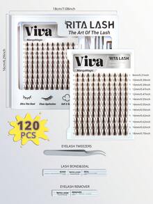 Viva | RITALASH 120PCS Manga Magic Collection Upgrade New Color - Dark Brown Lashes With Ultra-Dense, Waterproof, Long-Lasting Lashes | Fairy | Beginner-Friendly DIY Lashes For A Flawless, Voluminous Look | & Must-Have Clusters - Black - View 2