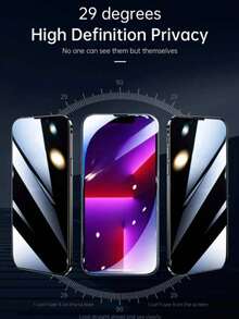 3片裝 17 Pro MAX 全螢幕隱私鋼化玻璃螢幕保護貼，防摔防刮防偷窺，防水防震，相容手機殼，高端手機配件，生日與日常使用的理想禮物，相容 iPhone 17/16/15 Pro Max/14 Plus/16/15/14/13/11 Pro/X/XS Max/12 Mini/XR - 黑色 - 查看 3