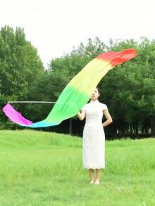 1 Set Ombre Chiffon Dance Scarf, Soft & Lightweight Silk Veil, Suitable For Sports Meetings, Opening Ceremonies, Dance Performances, Belly Dance Stage Shows, And Cheerleading Props - Multicolor - View 6