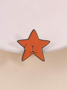 1 Pc Star Butt Funny Enamel Pin, Unique Humorous Accessory, Perfect For Gifts & Collections, Durable Enamel Material - Orange - View 2