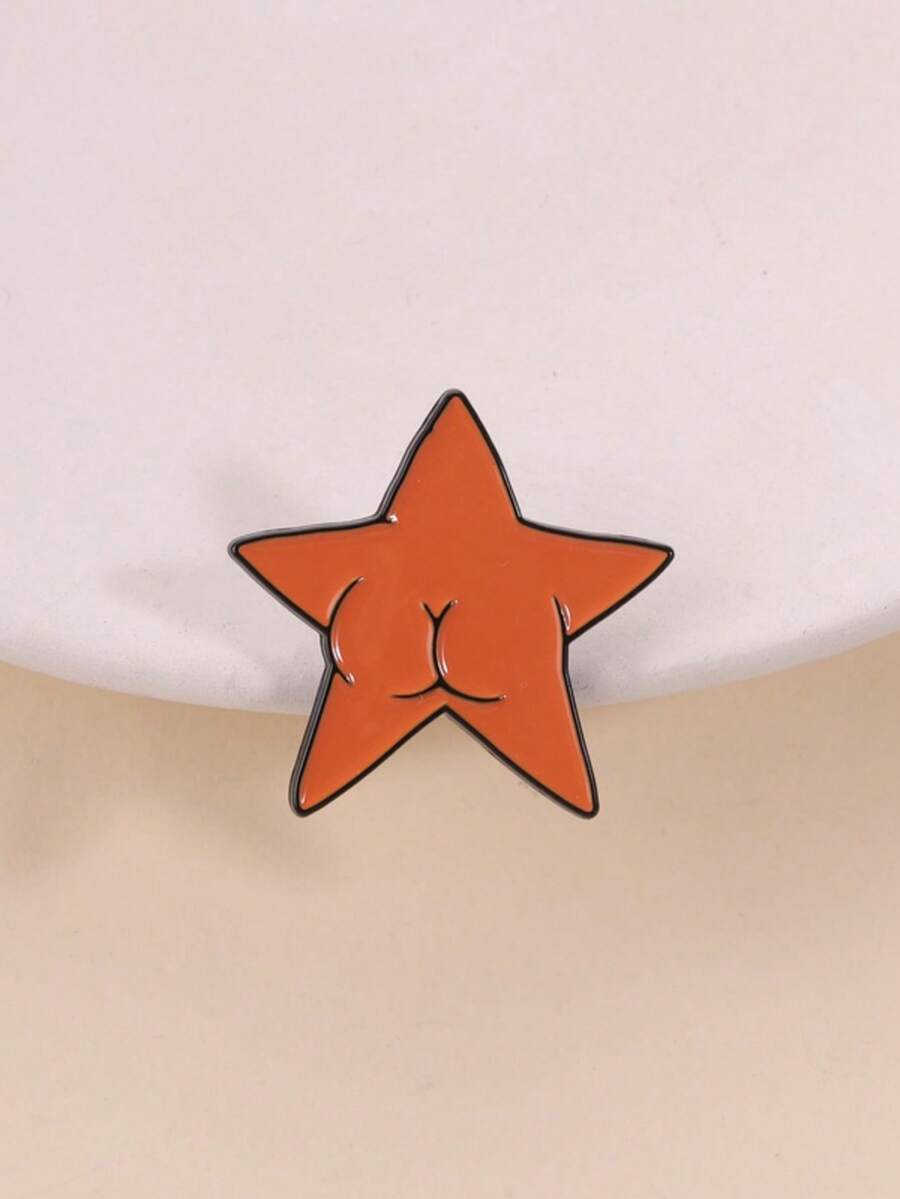1 Pc Star Butt Funny Enamel Pin, Unique Humorous Accessory, Perfect For Gifts & Collections, Durable Enamel Material