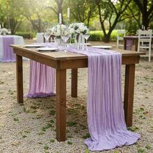 10ft Bohemian Cheese Cloth Lace Fabric, Rustic Style Sheer Curtain For Summer Decor, Wedding, Baby Shower, Bridal, Birthday Party, Home Decoration - Mauve Purple - View 3