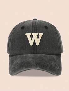 1 pieza Gorra de béisbol con 26 letras lavada, adecuada para actividades al aire libre y uso diario, vacaciones, festivales - Negro - Ver 2