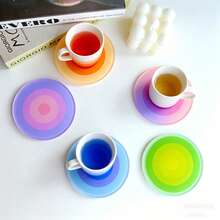 1/5Pcs, Rainbow Gradient Acrylic Coasters, Thickened, Heat-Resistant, Non-Slip, Translucent, Easy Clean, Reusable, For Drinks, Pastel Aesthetic, Perfect Gift, For Dining Table, Kitchen, Housewarming, Birthday, Mother's Day, Graduation, Home Decor - Rainbow Coasters - View 1