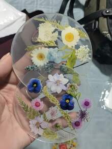 1pc 2D Acrylic Floral Pattern Coaster - Perfect For Personalized Wedding, Birthday Or Mother's Day Gift. Available In Pink, Yellow, White, Green And Brown - Floral Coasters - View 6