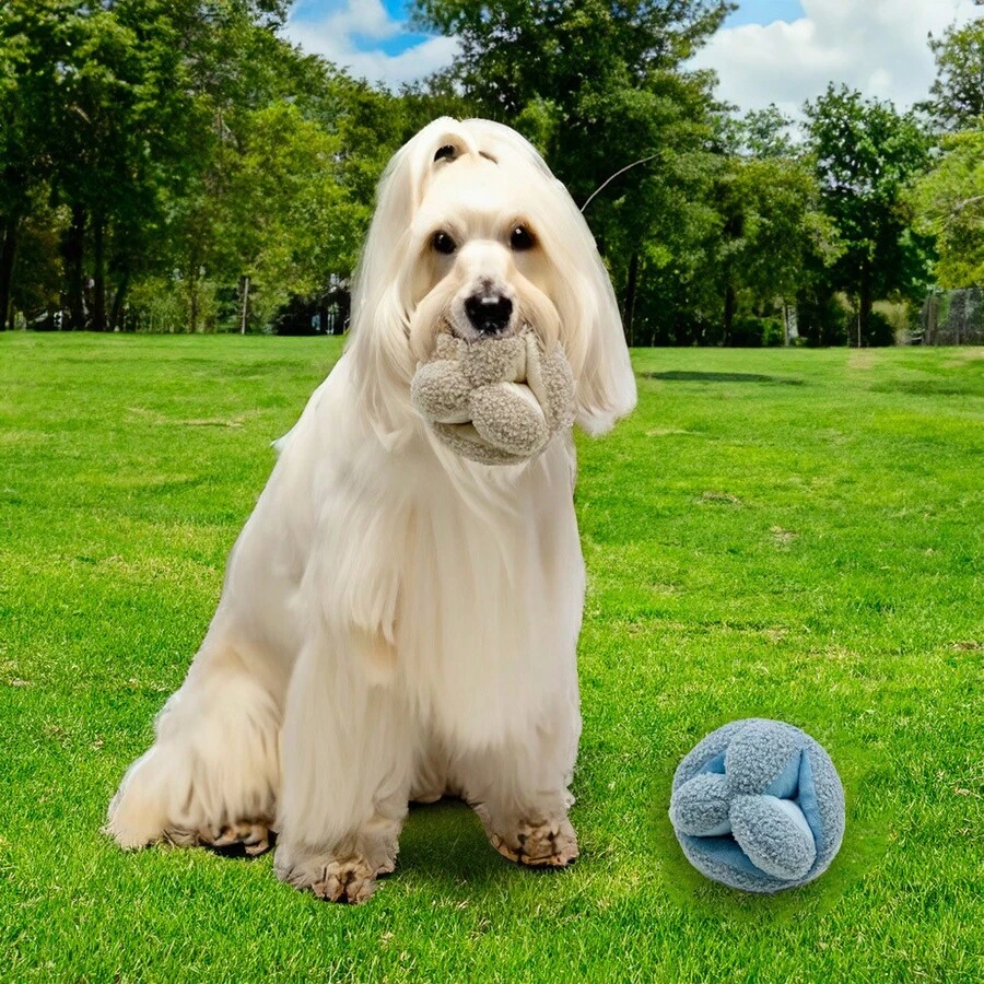 Soft Squeaky Plush Ball Dog Toy, Durable Interactive Chew Toy For Puppies And Small To Medium Dogs, Teeth Cleaning Stuffed Ball With Built-In Squeaker - Multicolor - View 1