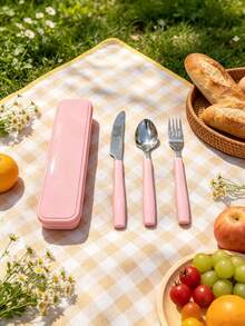 Stainless Steel Cutlery Set, 3-In-1 Fork & Spoon Set, Portable & Durable, Suitable For Daily Office Use, Student Back To School, Camping And Outdoor Dining - Multicolor - View 10