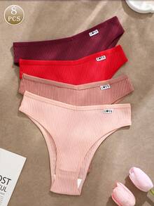 Paquete de 8 bragas de mujer de cintura baja con forma de V, de alta elasticidad y cómodas - Multicolor - Ver 9