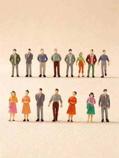 20pcs Miniature Colorful 1:50 Scale Figures - Typical People Made Of ABS Plastic, Used For Making Landscape, Railway, Architecture And Theater Miniature Patterns