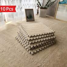 36 piezas Alfombra de parche de peluche, Alfombra suave y linda para el lado de la cama, Alfombra de espuma rompecabezas, Cojín de ventana cuadrado, Decorativo para sala de estar, dormitorio, tatami, sala de juegos, 30 x 30 cm, Alfombra lavable y recortable para todas las estaciones - Multicolor - Ver 46