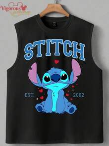 Camiseta de tirantes Lilo & Stitch EST 2002 Vacaciones de verano - Negro - Ver 2