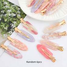 1/6/12pcs Non-Deforming Hair Clips, Non-Trace Makeup Clips, Seamless Alligator Clips, Suitable For Salon And Daily Use Hair Accessories Made Of Cellulose Acetate Fiber For Women And Girls - Multicolor - View 12