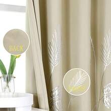 Estelar Textiler Cortinas Oscurecedoras de Habitación 84 Pulgadas de Largo 2 Paneles Cortinas Opacas con Aislamiento Térmico con Estampado de Lámina Palma Plateada para Sala de Estar 52Wx84L Beige - Estampado Beige/Plata - Ver 4