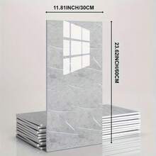 20/40pcs Glam Style Marble Pattern Wall Stickers, Oversized White Self-Adhesive Vinyl Decals, Detachable High Gloss Finish For Home Decor, Kitchen, Bathroom, Office, Living Room - Easy To Install, Removable Decorative Wallpaper, Wallpaper Decals - B03 - 查看 7